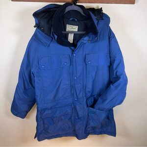 2000s LL Bean Blue Parka Goose Down Insulation Gore-Tex Men’s Medium W/ Hood